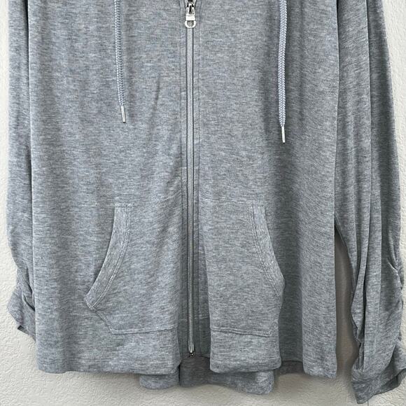 Calvin Klein Performance Ruched Sleeve Zip Up Gray Athletic Hoodie 2X NWT - Picture 6 of 12